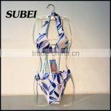 Lace Halter Swimsuit Sexy Split Swimsuit Thong Bikini Beach thumbnail-5