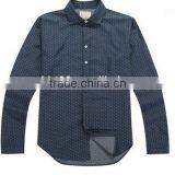 Latest Blue 100% Cotton Cowboy/jeanet Long Sleeve Casual Shirts for Men With Dots and Spread Collar thumbnail-2
