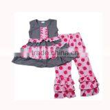 Kids Clothes Wholesale Pink Dot Print Spring Outfits Newborn Baby Clothing Set Custom Baby Clothes thumbnail-1