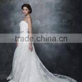 Mermaid Straight Neck With Beaded And Ribbon Sash Wedding Dress AS28602 thumbnail-3