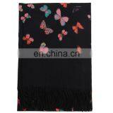 Inner Mongolian Factory Directly Wholesale 100% Cashmere Scarf Woolen Thick Women Warm Butterfly Print Pashmina Shawl thumbnail-2