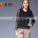 African Fancy Neck Lace Design Ladies Sexy Slim Blouses With Light Gray Lace thumbnail-5