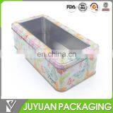 Rectangular Tin Box Cosmetic Tins With Clear Window Top