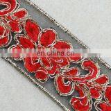 New Products Red Lint Flower With Gold Lurex Voile Trim thumbnail-3