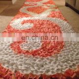 Coral & White Silk Rose Petal Swirl Aisle Runner