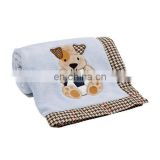 High quality Super soft Touch embroidery Animal dog pattern Baby Blanket