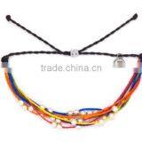 Hot New Many Layers Red Wax Cord Knot Bracelet With Copper Beads for Luck Girl thumbnail-3