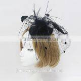 High Quality Handmade Black Veil Fascinator Hat With Feather thumbnail-6
