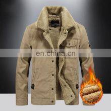 Wholesale Custom Men's Winter Plus Velvet Casual Fashion Jacket Jacket Men's Cotton Coat Men's Loose Cashmere Plus Velvet Jacket thumbnail-2