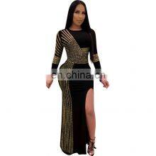 Women Long Sleeve Birthday Dresses Sexy Hot Diamond Process Sexy Dress Party Club Night Dress thumbnail-5