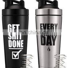 2021 Wholesale New Sport Protien Insulated Leakproof Metal Fitness Stainless Steel Custom Logo Mixer Protein Gym Shaker Bottle thumbnail-3