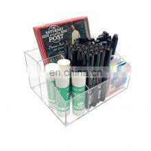 Clear Acrylic Desk Pen Organizer 7 Compartments Pencil Holder Desktop Acrylic Stationery Organizer for School Office