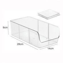 Refrigerator Organizer Bin With Removable Dividers Clear Plastic Storage Container for Freezer, Kitchen Cabinets Pantry Storage thumbnail-5