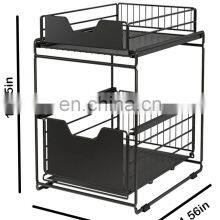 Under Sink Organizer and Storage Two Tier Pull Out Stackable Storage Shelf Cabinet Organizer Bathroom Organizer Large thumbnail-5
