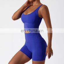 Women High Impact Soft Sports Breathable Bras Wholesale Workout V Cut Hem Yoga Tank Tops thumbnail-3