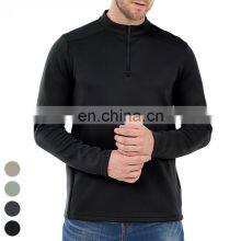 Quick Dry Fitness Running Tops Custom Blank High Quality Tshirt Long Sleeve Half Zip Stand Collar Shirts Men T Shirt thumbnail-3