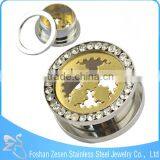 Gold Plated Surface Engraved Ear Tunnel Plugs Body Piercing Jewelry thumbnail-4