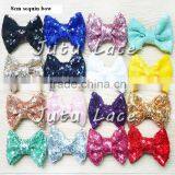 Wholesale Kids Christmas Decorative 12cm Sequin Fabric Hair Bow Elastic Head Wraps thumbnail-5