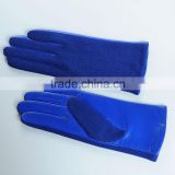 New Spring Collection Blue Wool Glove with Leather on Palm