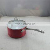 High Quality Red Aluminum Non-stick Press Cooking Pasta Noodle Soup Pot Saucepan Milk Pan thumbnail-1