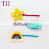 hair accessories 2016 resin happy mood shape hair nickel free bobby pin for children