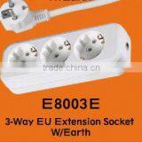 3-way/2 pin Extension Socket/EU Standard/Ground