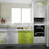 PVC Membrane high gloss kitchen cabinet / Modern Style Moisture-Proof Kitchen