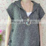 2015 New Knitwear Short Sleeve Hooded Sweater Lady Leisure Women Pollover Fashion