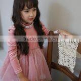 Pearl Neck Long Sleeves Baby Girls Dresses Velvet thumbnail-2