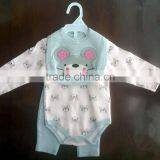 Soft Baby Girls Cotton Romper Set Romper+pants+bib thumbnail-1