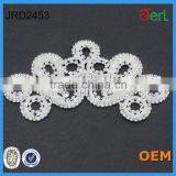 Beauty Lace Trimming Crystal Neckline Applique for Clothing Accessories thumbnail-3