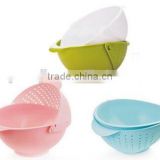 Wholesale Stock Vegetable&Fruit Draining And Storing 2 In 1 With Cover Kitchen Plastic Cleaning Baskets