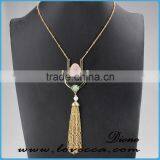 2017 Turquoise Stone Tassel Necklace Long Stone Tassel Necklace thumbnail-2