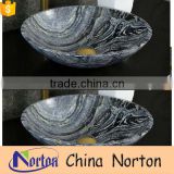 Honed round black bathroom stone vessel wash sink NTS-BA009Y