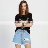 Manufacturer Denim Jeans/Shorts Customize Loose and Comfortable Shorts for Women thumbnail-1
