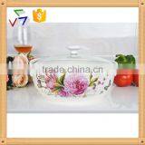 9" Microwave Porcelain Ceramic Pot,microwave Ceramic Stewpot,ceramic Cookware,ceramic Stockpot,ceramic Saucepot With Glass Lid thumbnail-6