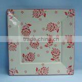 Ceramic Hot Rose Design Hand Painting Square Plate thumbnail-1