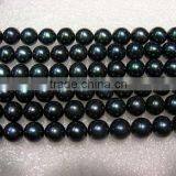 8-9mm Black Round Freshwater Pearl Strand thumbnail-1