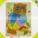 Wholesale cute wooden owl numbers jigsaw toy educational wooden owl numbers jigsaw lovely teaching baby puzzle W14B038
