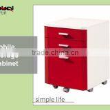 Rollling 3 Tier Drawer Mobile Storage Bedroom Table File Wooden Cabinet thumbnail-2