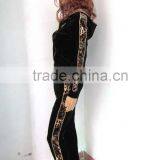ZIPPER YOGA RUNNING Sweat BLACK Sport Suit , Women Leopard Print Velvet Sport Tracksuit Wholesale thumbnail-4