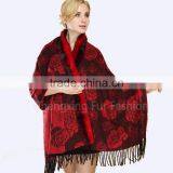 CX-B-P-70B Cheap Shawls Rabbit Fur Trim Cashmere Pashmina Scarf thumbnail-3