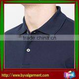 Hot Sale Clothing Plain Two Button Men's Dark Blue Polo Neck Short Sleeve Shirt thumbnail-3