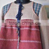 Vintage Kantha Kediyu Style Jacket in Beautiful Vintage Colors ~ Large thumbnail-5