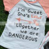 Baby Girls Boutique Summer Outifits I'm Sweet She's Wild Clothing Girl Short Sleeve Feather Ruffle Capri Sets With Accessories thumbnail-5