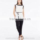 New Arrival Hot Selling Sleeveless High Neck Models Chiffon Blouse thumbnail-3