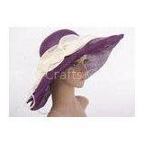 Flower Soft Brim Ladies Tea Party Hats / 56cm Purple Black Tea Party Hats thumbnail-1