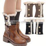 Hot Brown Women Knitting Snowflake Deer Shape Footless Knee Socks Leg Warmer thumbnail-5