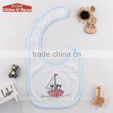 Top Quality Boutique Cute Fancy Plain Blue Cotton Waterproof Baby Bib Manufacturer thumbnail-2
