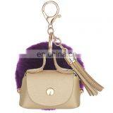 Pom Pom Tassel Mini pu Bag Keychain thumbnail-5